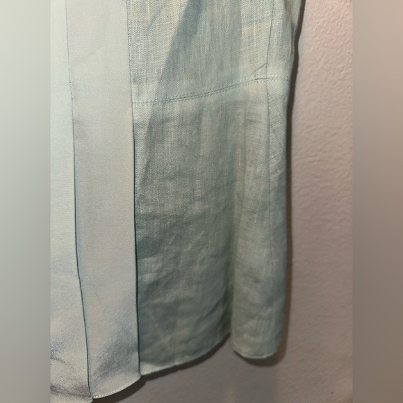Tory Burch light blue silk linen button up blouse sz 2 - Picture 5 of 11